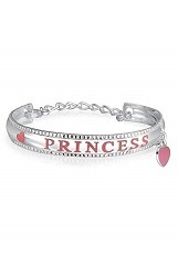handsome silver pink enamel infant bangle bracelet